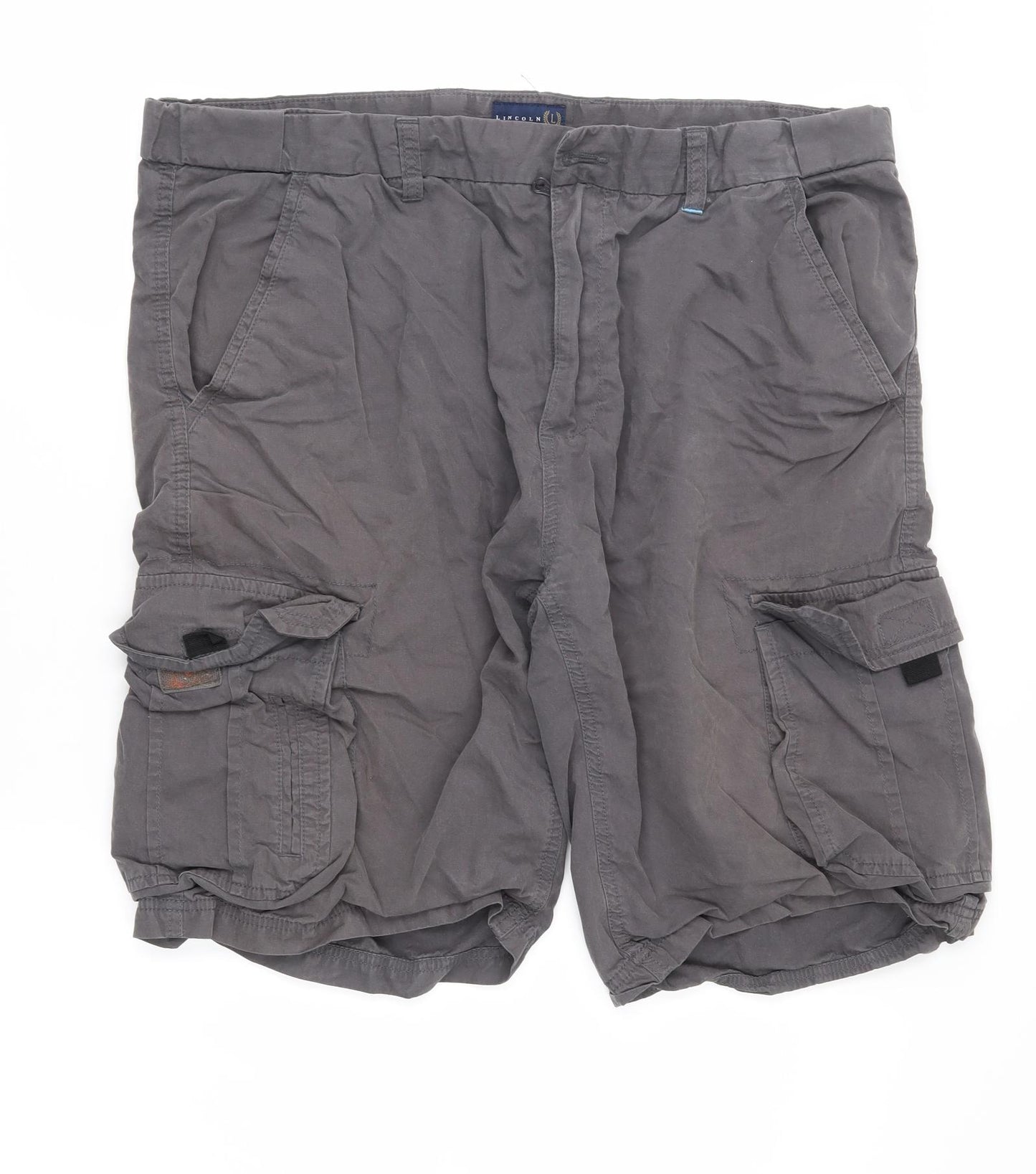 Lincoln Mens Grey   Cargo Shorts Size 38 in