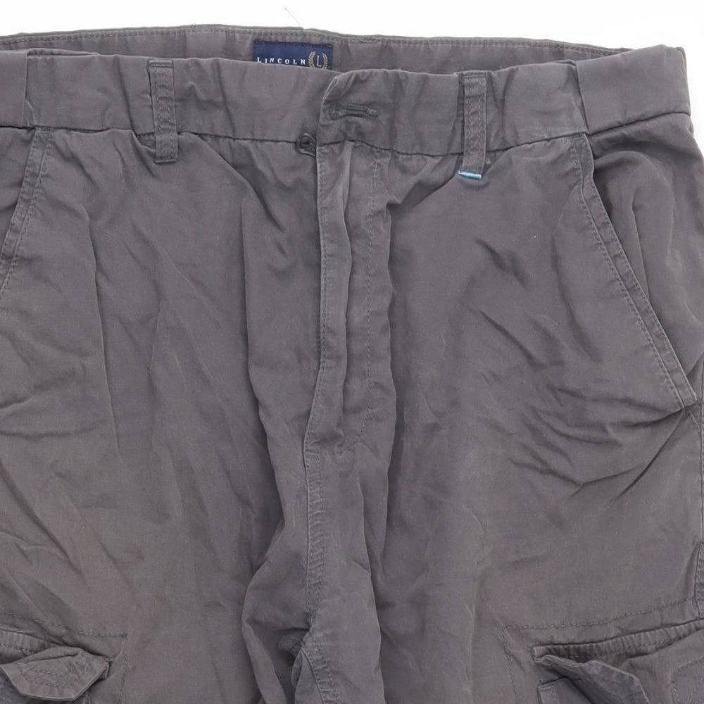 Lincoln Mens Grey   Cargo Shorts Size 38 in