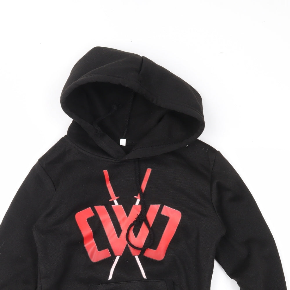 Preworn Boys Black   Pullover Hoodie Size 7 Years