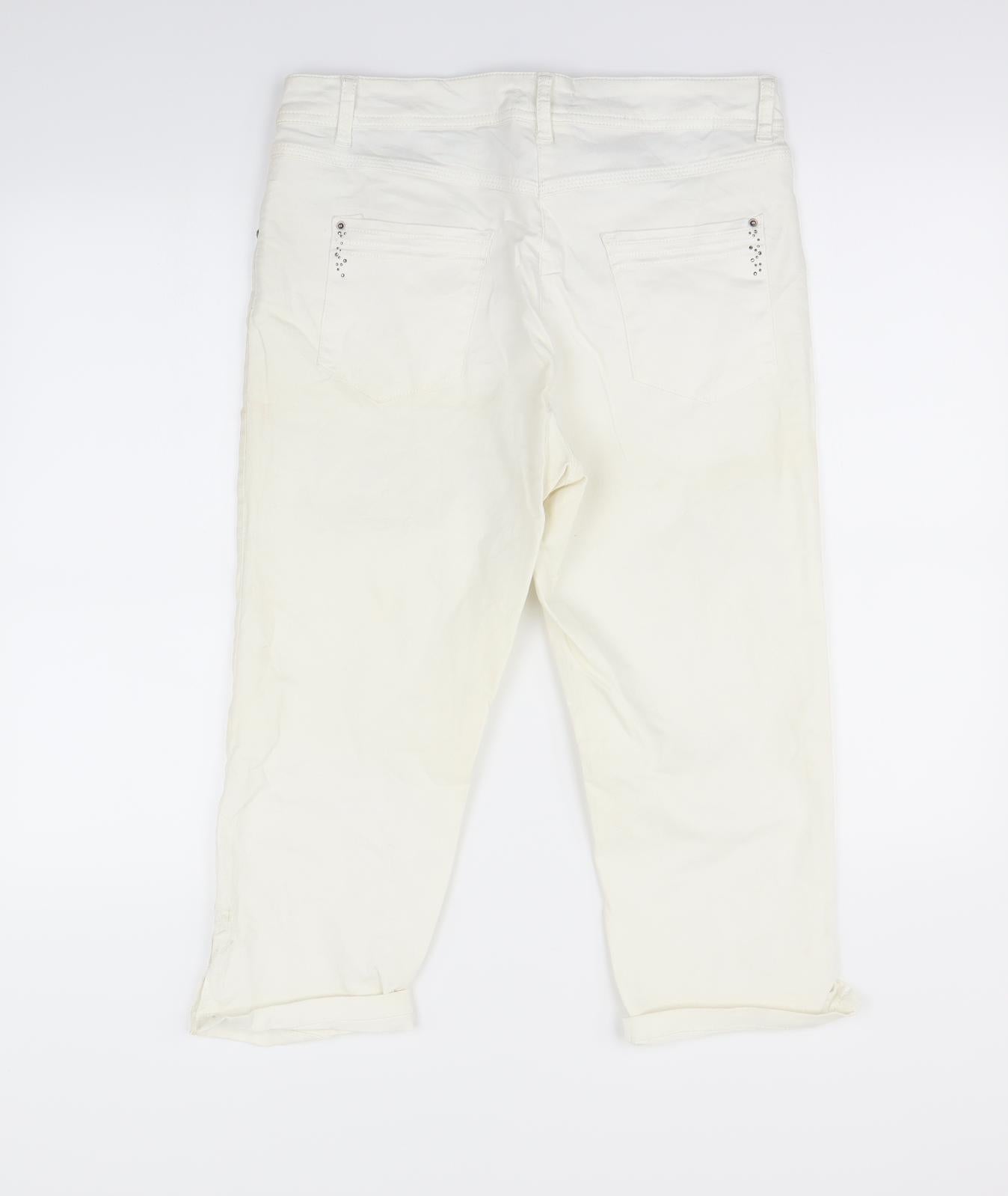 Bonita Womens Ivory   Cropped Trousers Size L L22 in
