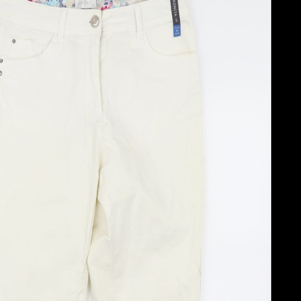 Bonita Womens Ivory   Cropped Trousers Size L L22 in