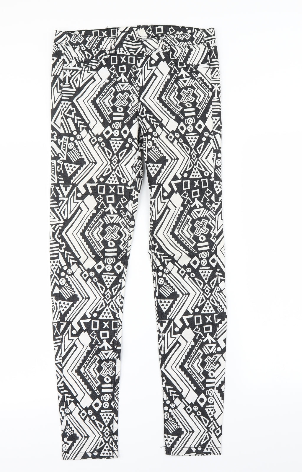 H&M Womens Black Geometric  Skinny Jeans Size 8 L28 in
