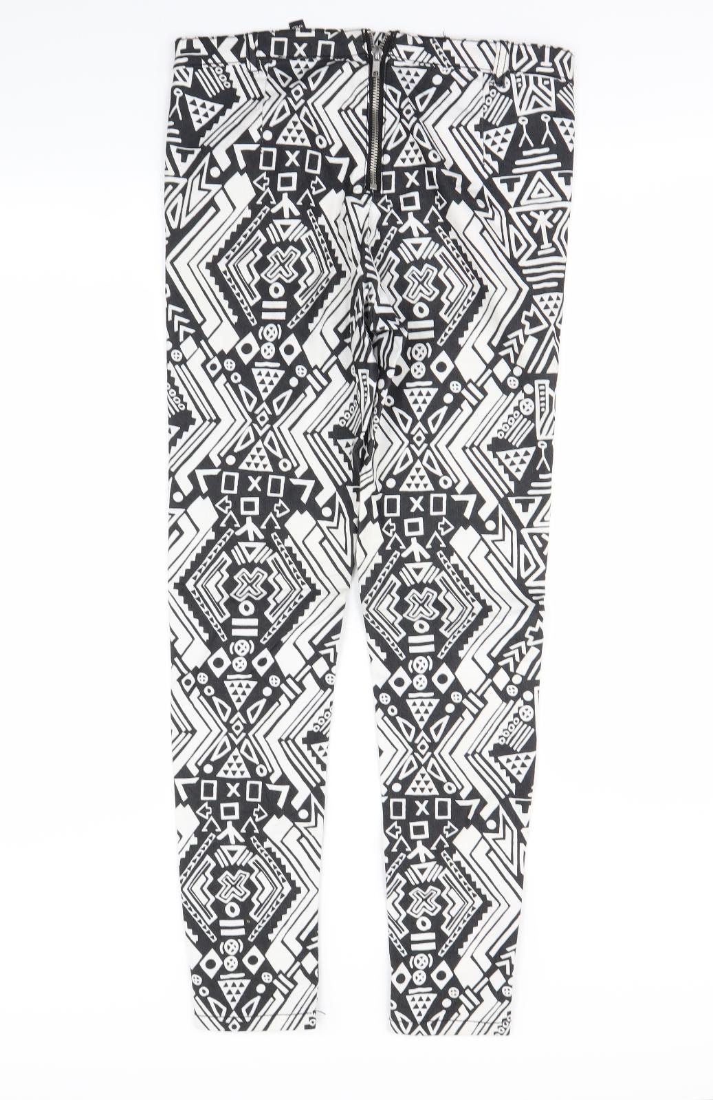 H&M Womens Black Geometric  Skinny Jeans Size 8 L28 in
