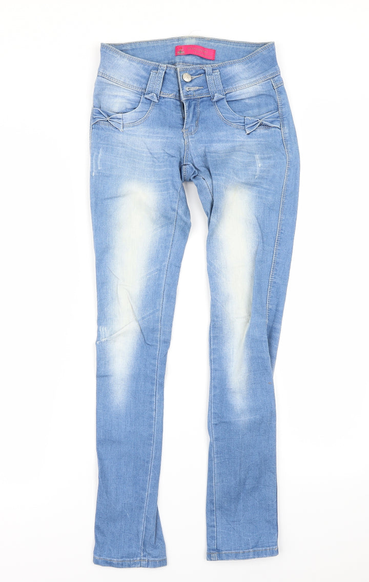 faxunhong Womens Blue Skinny Jeans Size 25 in L29 in