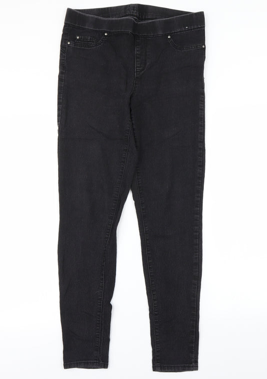 Front view of denim&co women’s black jegging jeans, size UK 14, 28-inch leg
