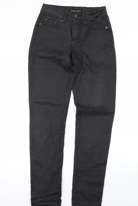 Front view of Marc Lauge women’s black jegging jeans, size UK 6, 28-inch leg