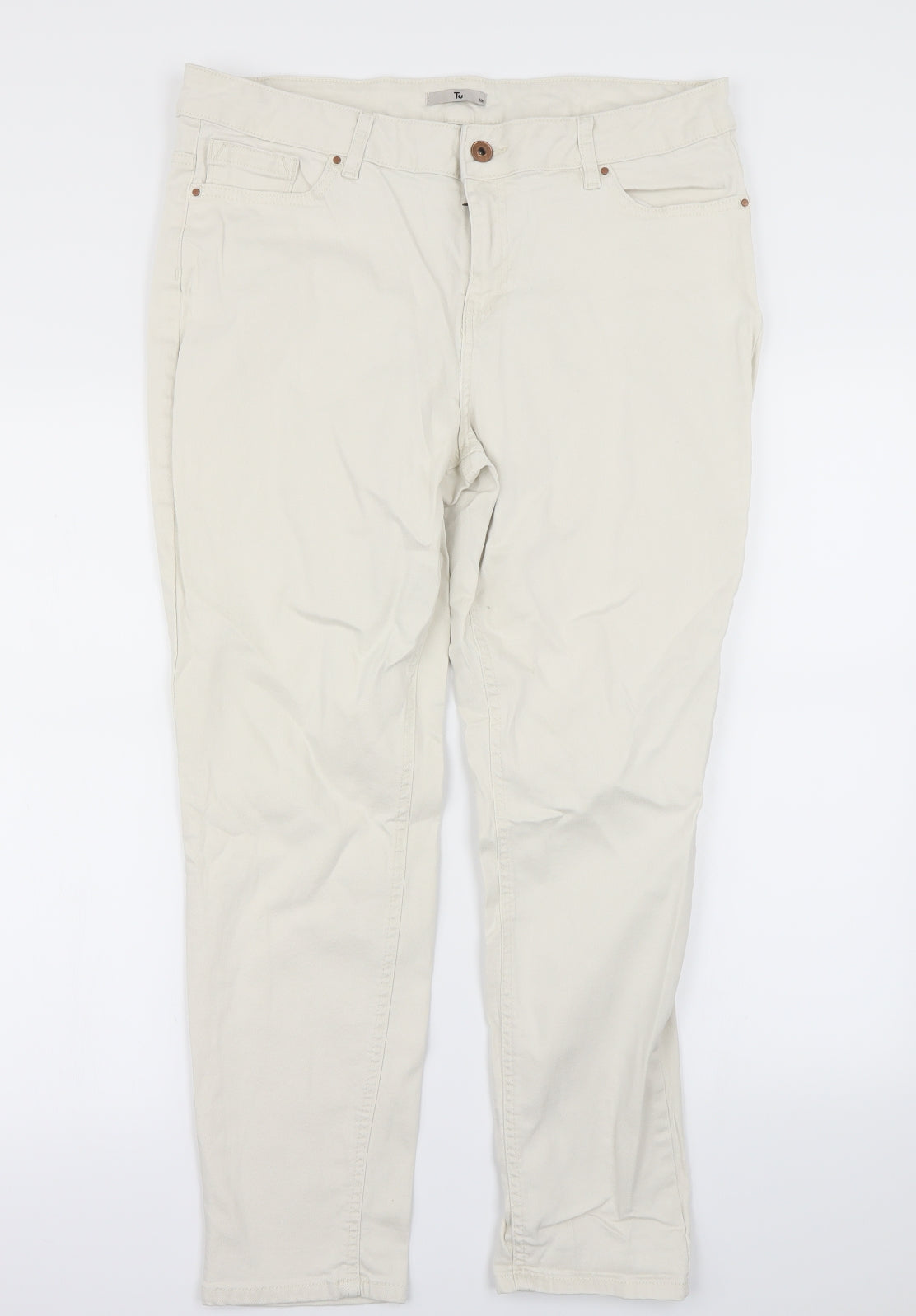 TU Womens Ivory   Straight Jeans Size 16 L26 in