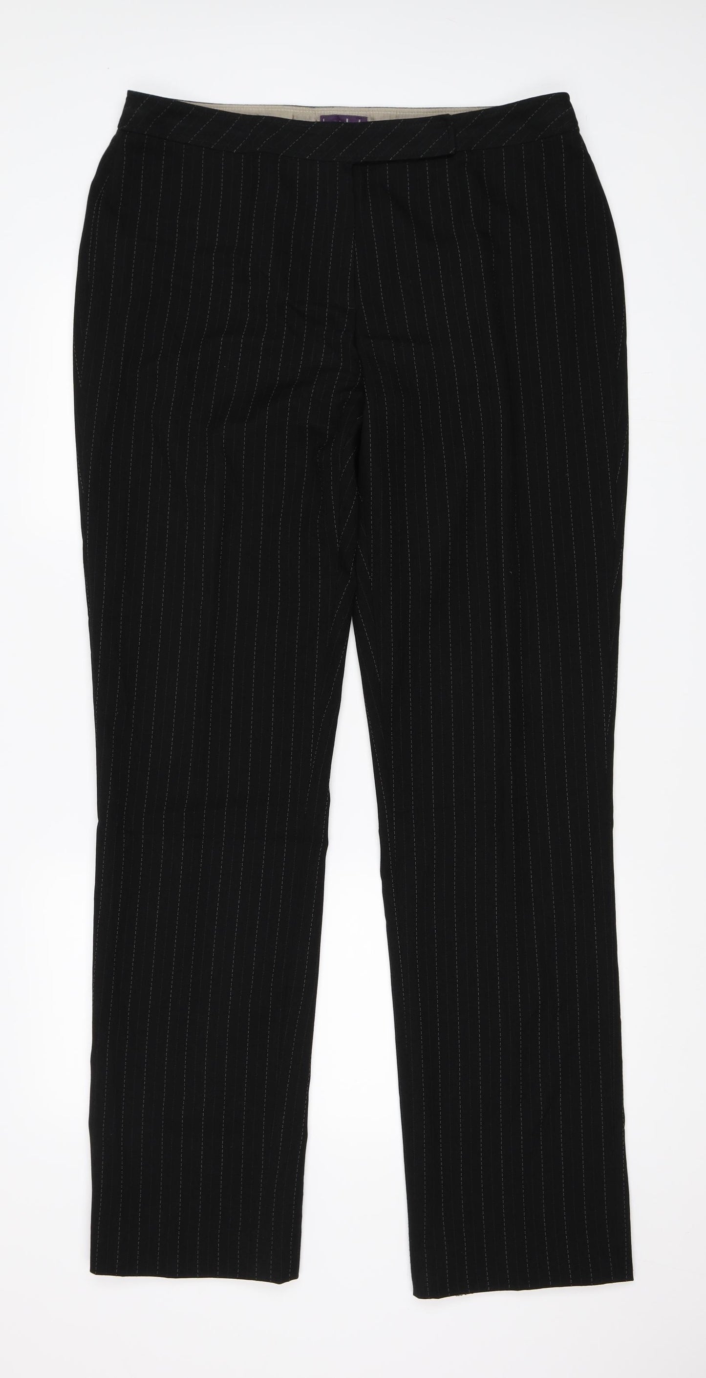 Long Tall Sally Womens Black Striped  Trousers  Size 16 L35 in