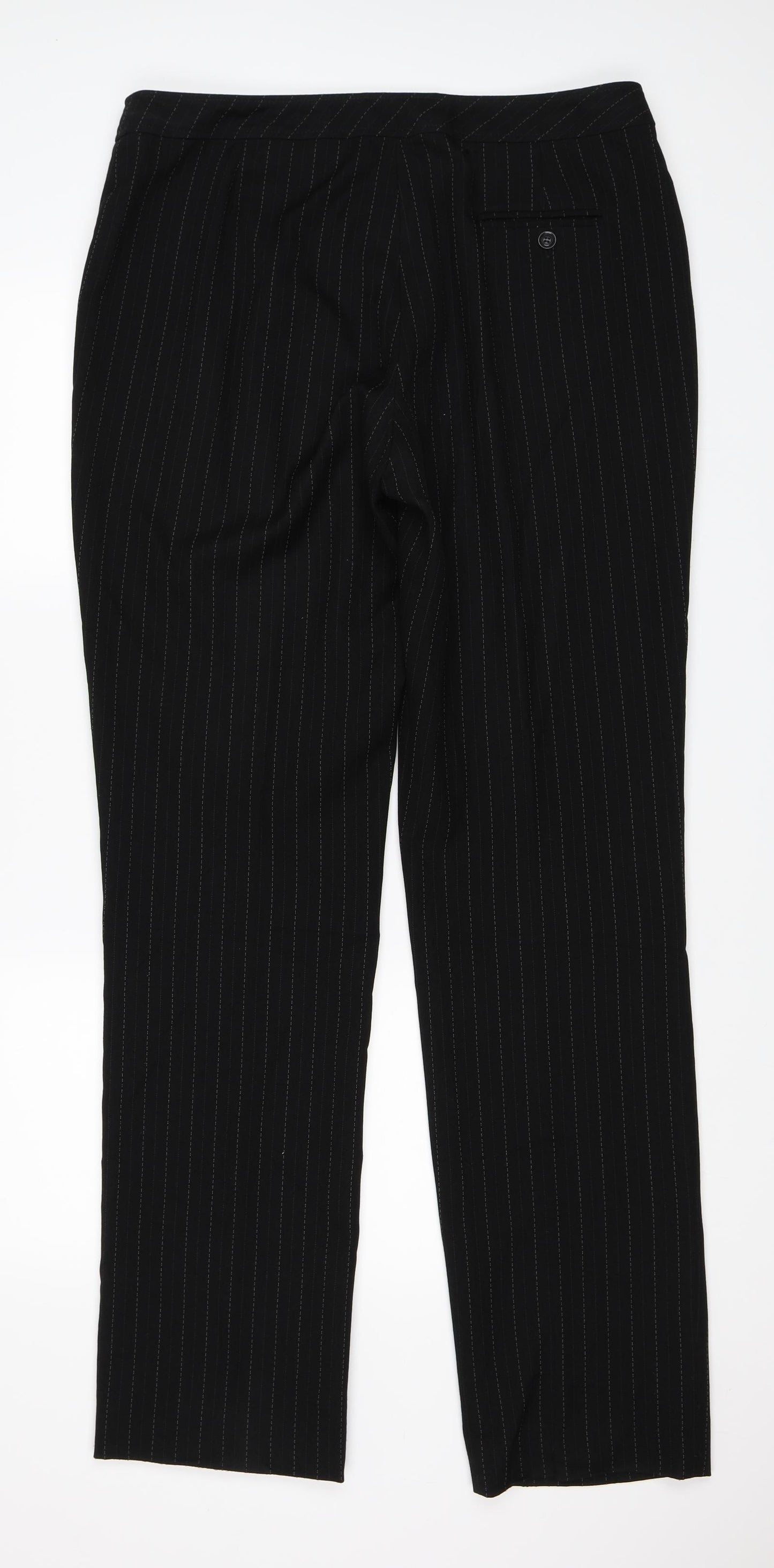 Long Tall Sally Womens Black Striped  Trousers  Size 16 L35 in