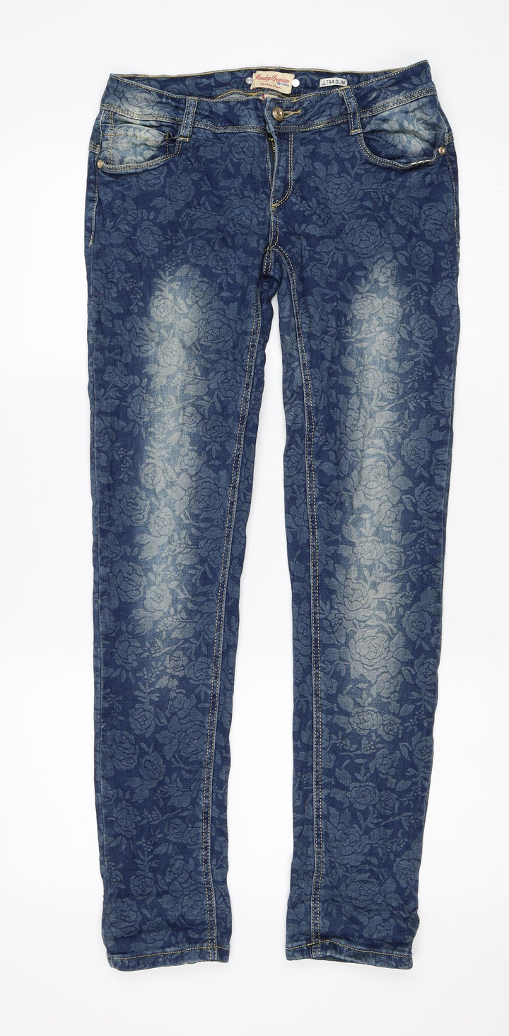 Monday Premium Womens Blue Floral Skinny Jeans Size 30 in L32 in