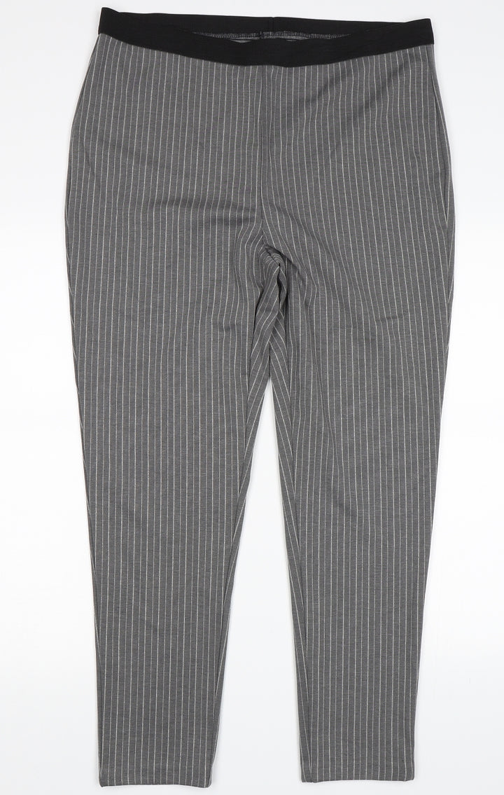 Preworn Womens Grey Striped   Leggings Size 36 in L27 in