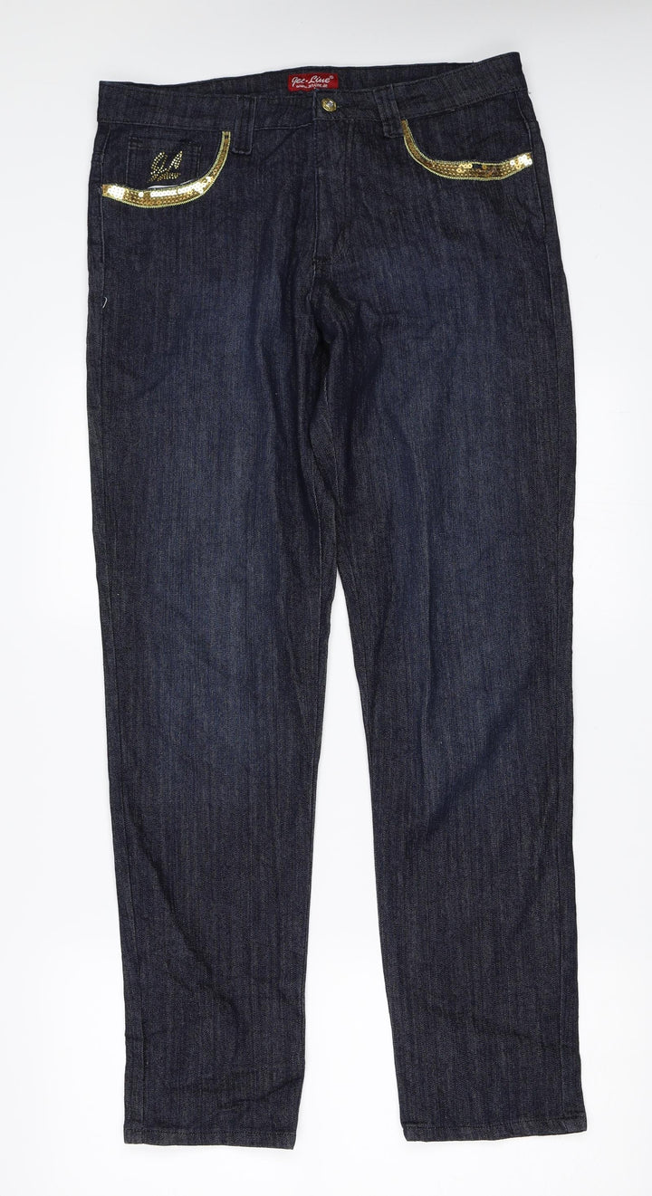 Jet Line Womens Blue   Straight Jeans Size 34 in L33 in