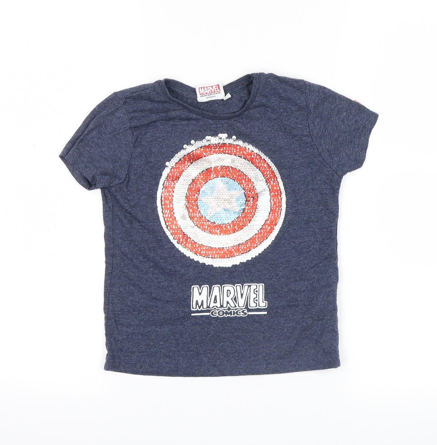 Marvel Boys Blue   Basic T-Shirt Size 3-4 Years  - captain america spiderman