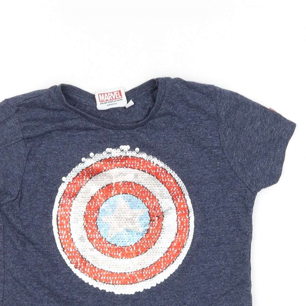 Marvel Boys Blue   Basic T-Shirt Size 3-4 Years  - captain america spiderman