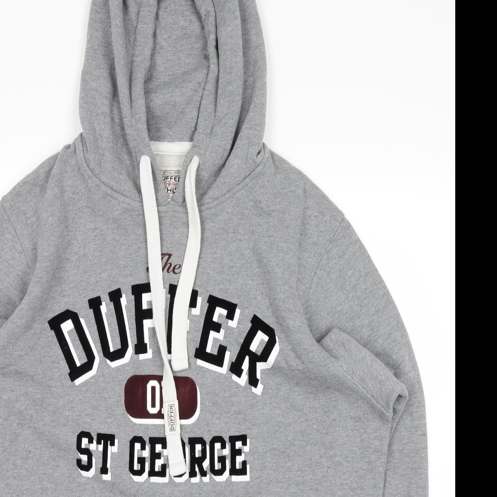 duffer Mens Grey   Pullover Hoodie Size L  - duffer logo