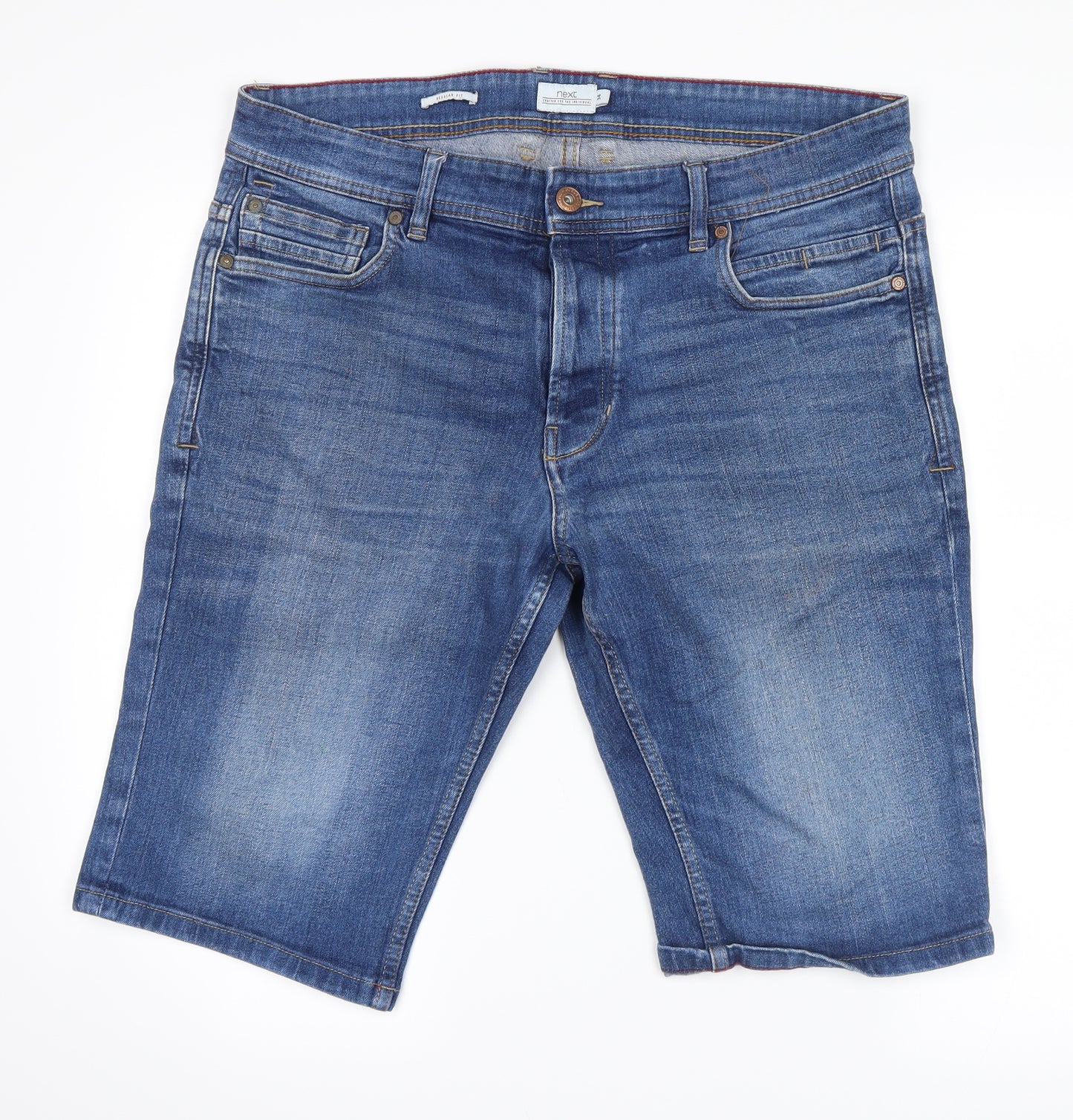 NEXT Mens Blue  Denim Biker Shorts Size 34 in