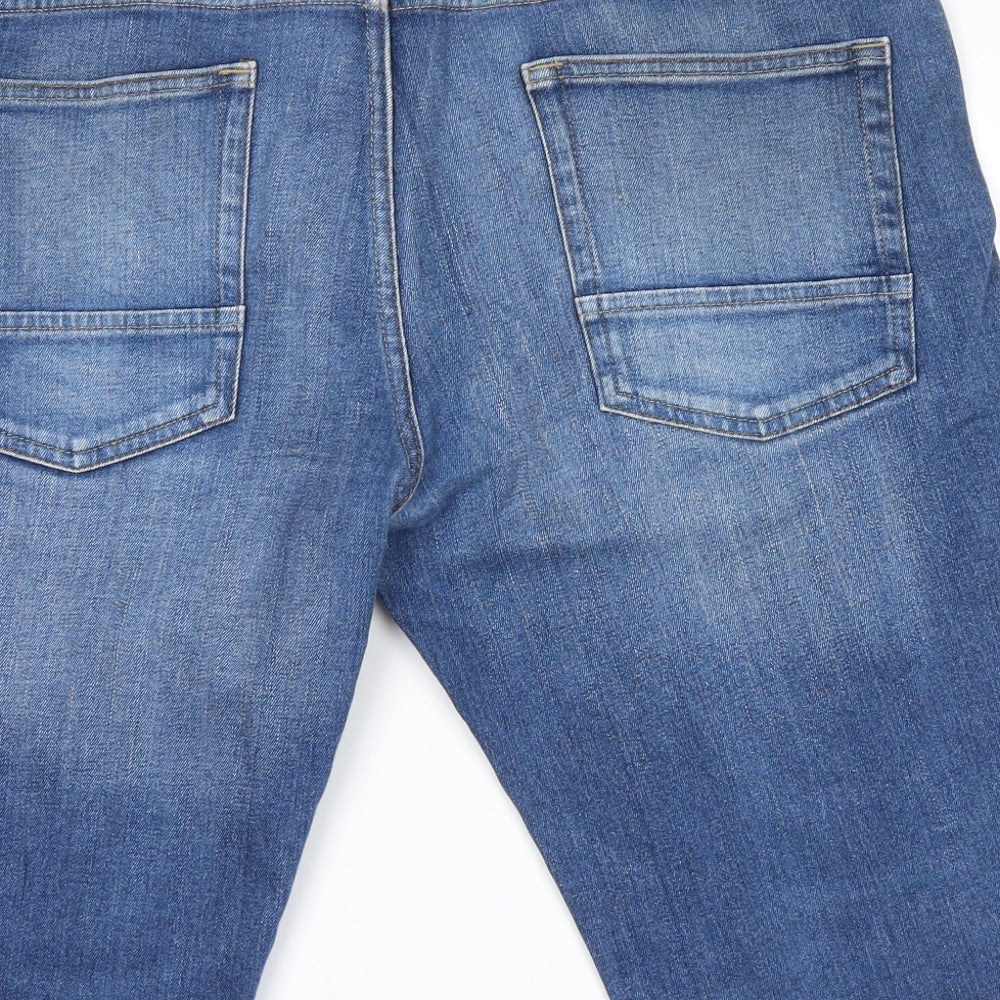 NEXT Mens Blue  Denim Biker Shorts Size 34 in