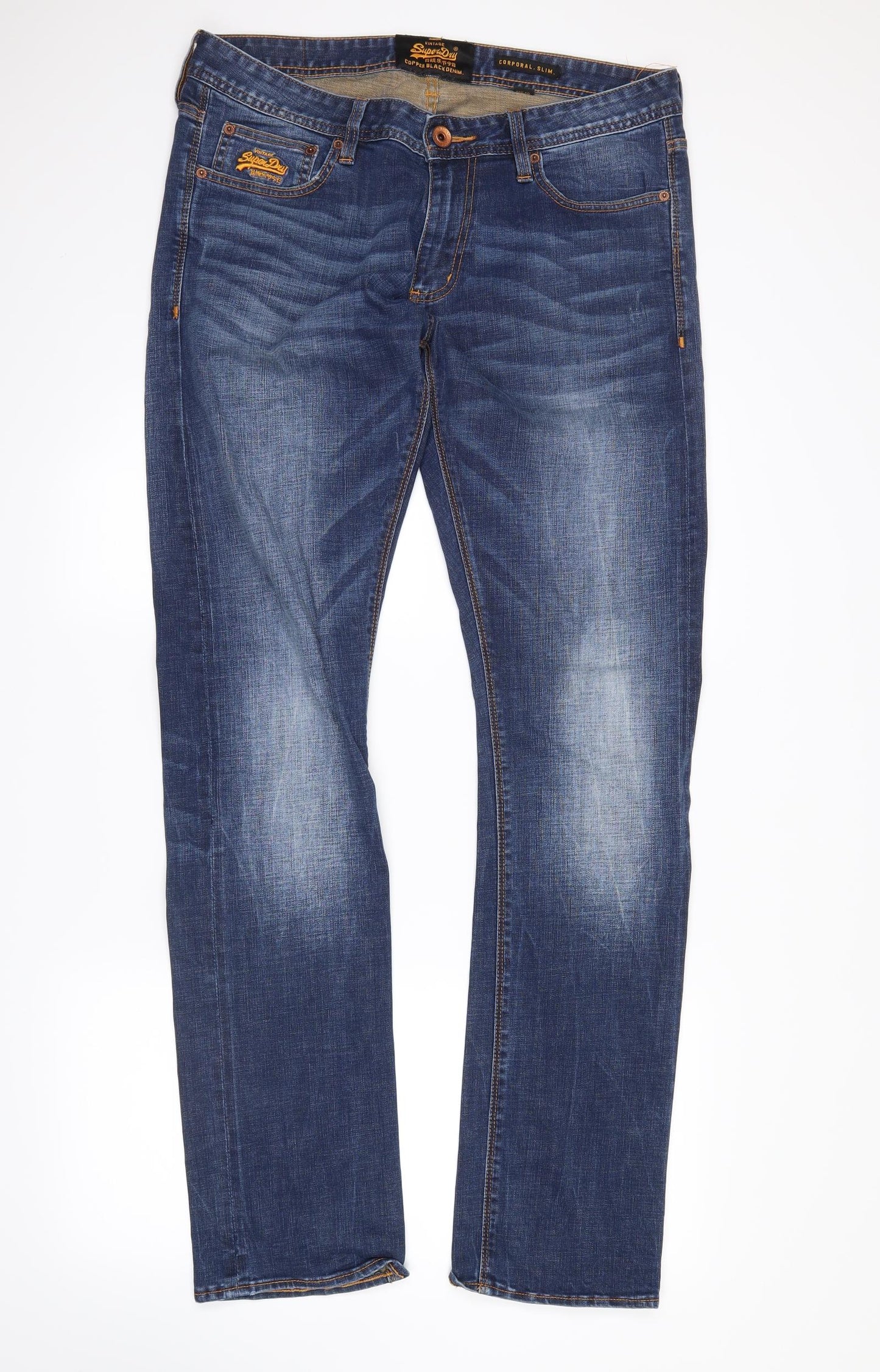 Superdry Mens Blue  Denim Straight Jeans Size 34 in L30 in