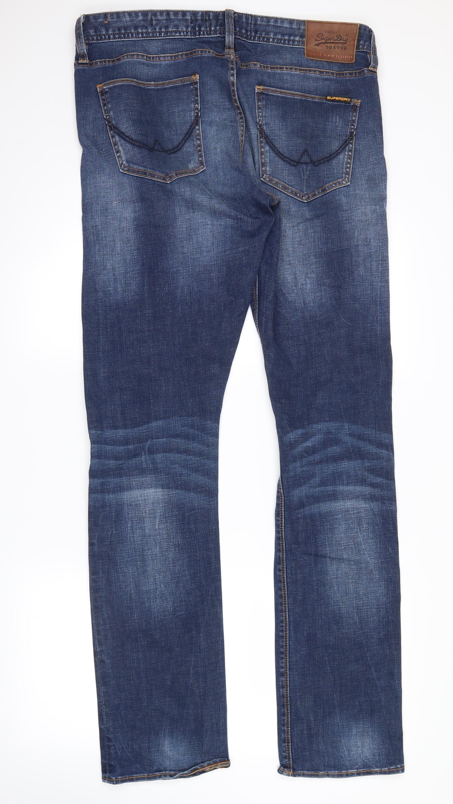 Superdry Mens Blue  Denim Straight Jeans Size 34 in L30 in