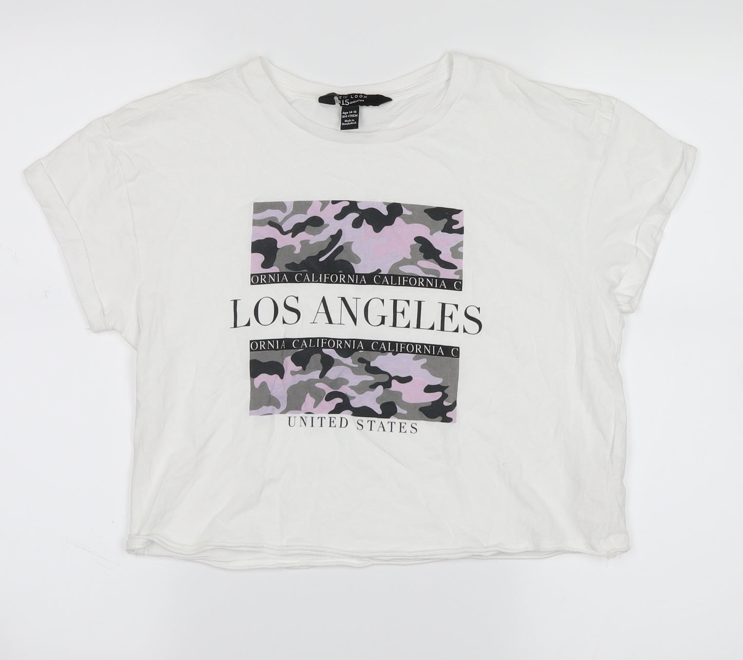 New Look Girls White   Cropped T-Shirt Size 14-15 Years  - los angeles