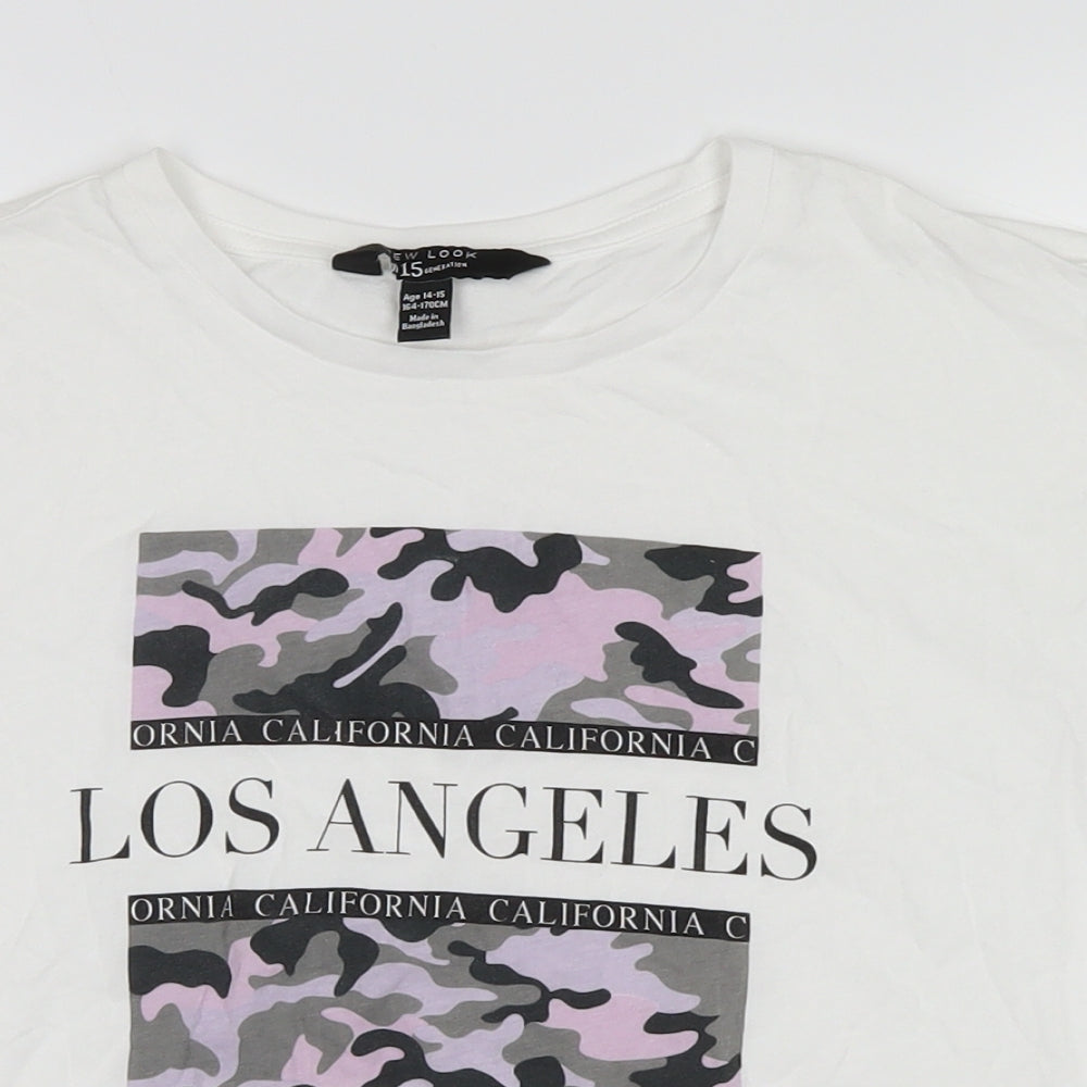 New Look Girls White   Cropped T-Shirt Size 14-15 Years  - los angeles