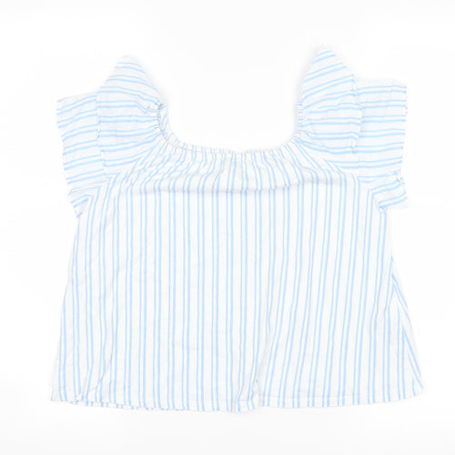 Zara Womens Blue Striped  Basic Blouse Size 10