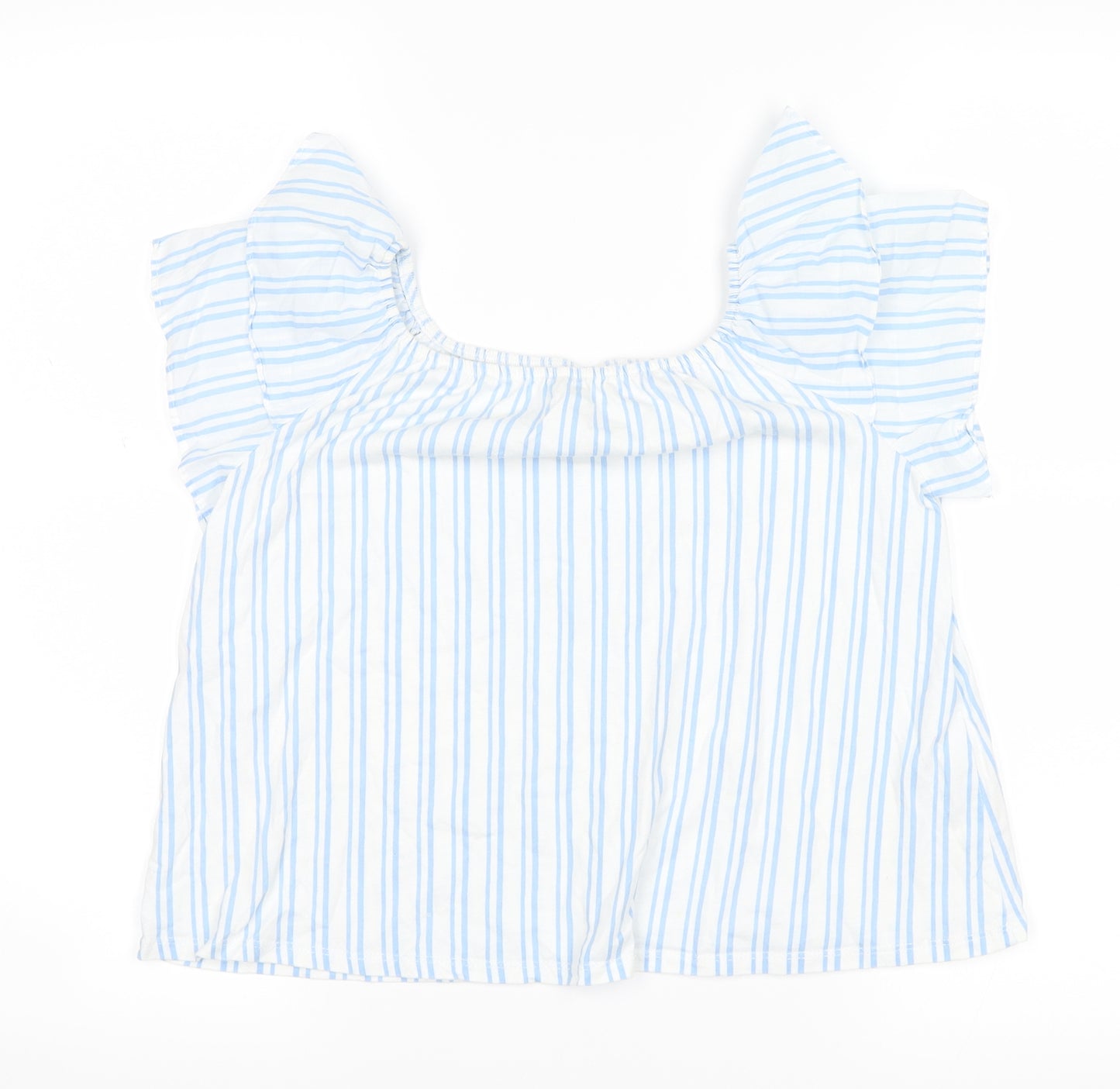 Zara Womens Blue Striped  Basic Blouse Size 10