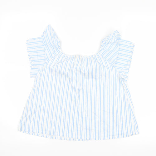 Zara Womens Blue Striped  Basic Blouse Size 10