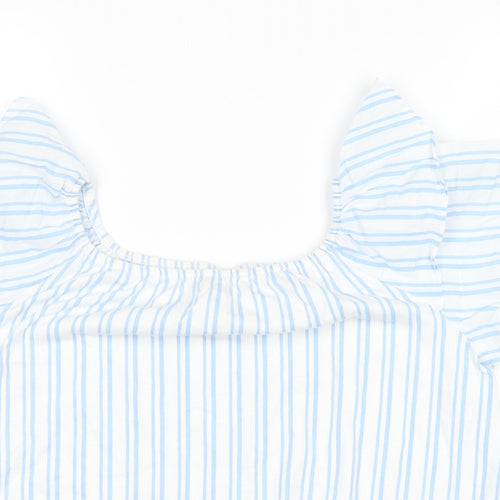 Zara Womens Blue Striped  Basic Blouse Size 10