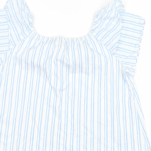 Zara Womens Blue Striped  Basic Blouse Size 10
