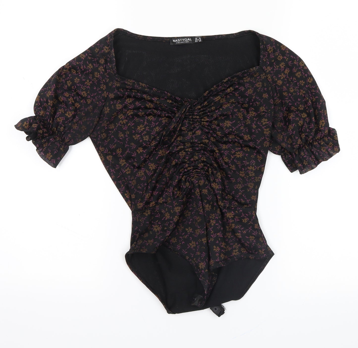 nastygal Womens Black Floral  Basic Blouse Size 10