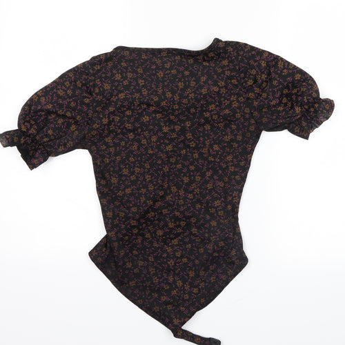 nastygal Womens Black Floral  Basic Blouse Size 10