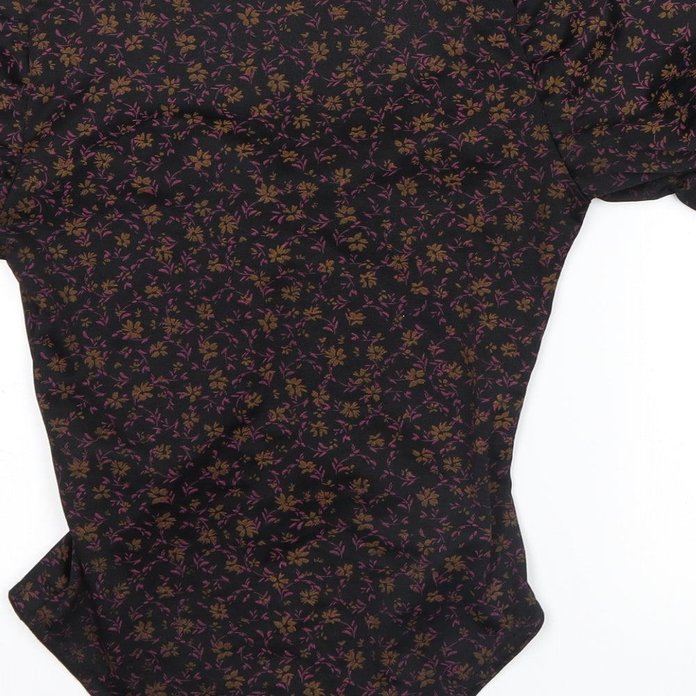 nastygal Womens Black Floral  Basic Blouse Size 10