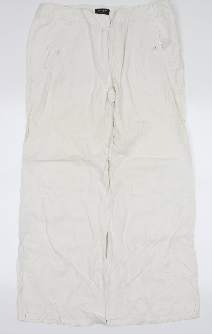 Principles Womens White   Trousers  Size 14 L28 in