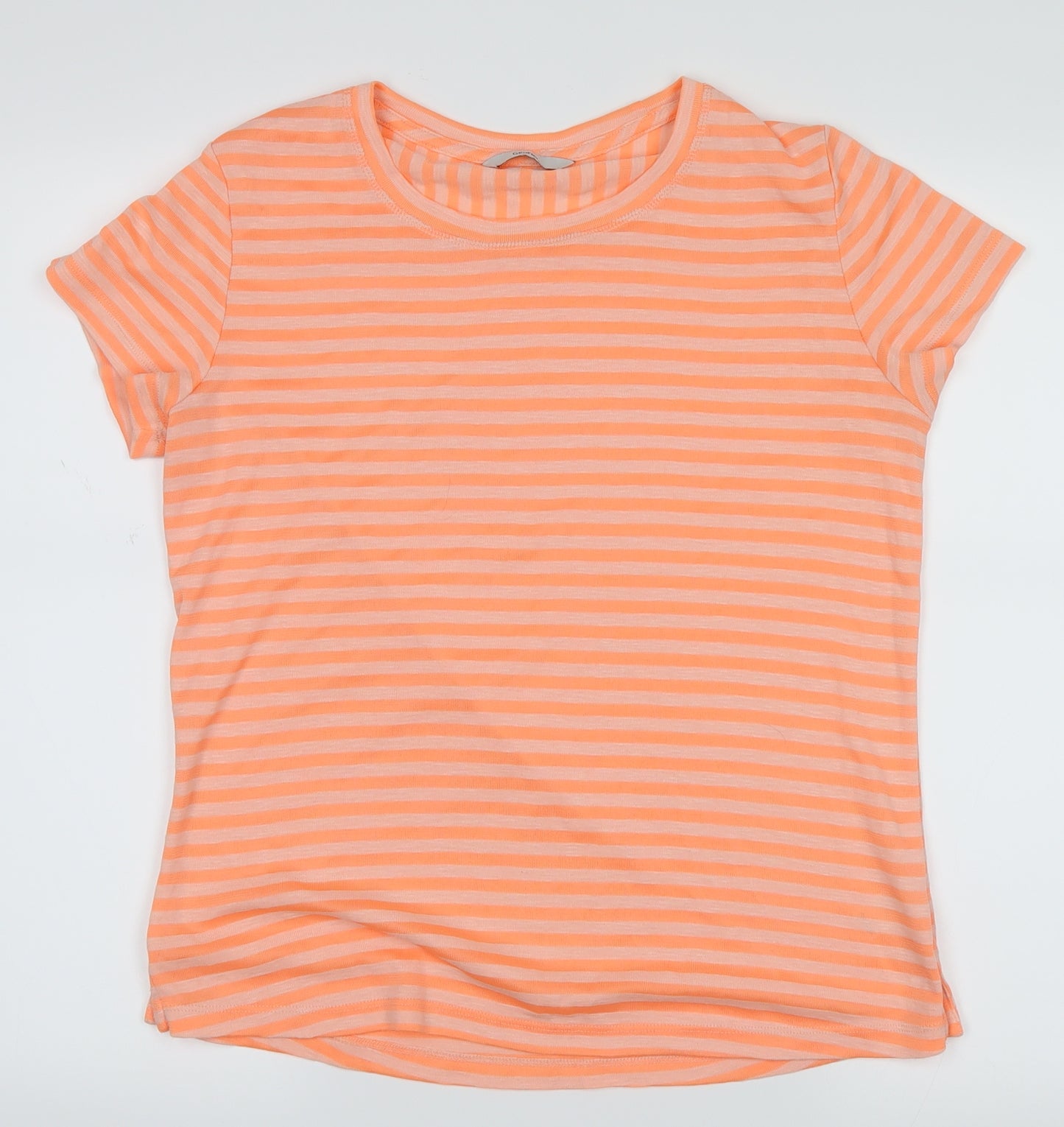 George Womens Orange Striped  Basic T-Shirt Size 10
