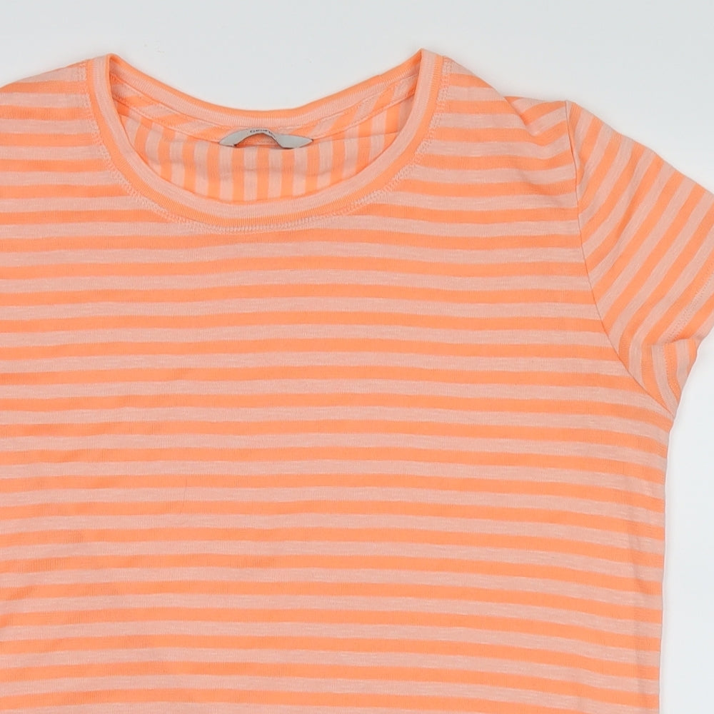 George Womens Orange Striped  Basic T-Shirt Size 10