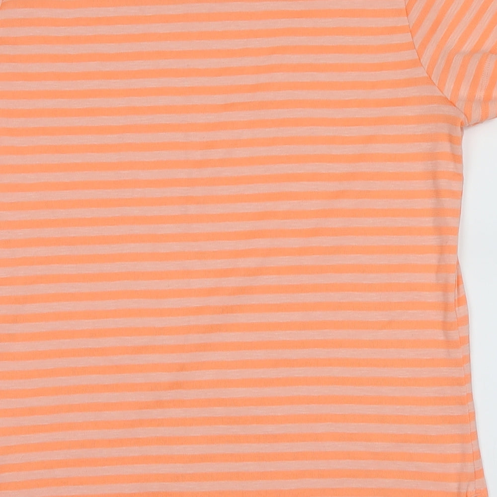 George Womens Orange Striped  Basic T-Shirt Size 10