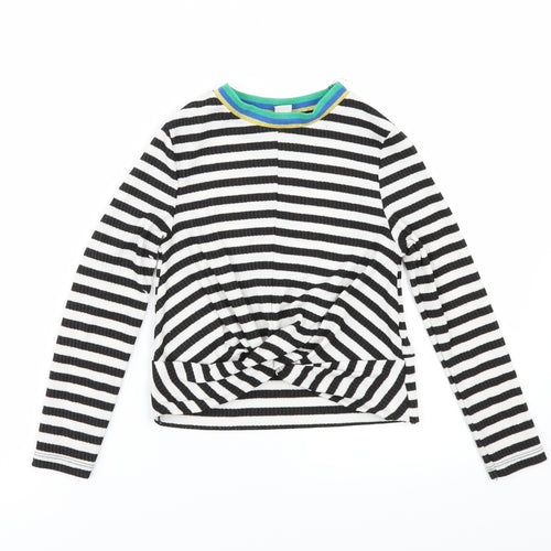 TU Girls White Striped  Basic T-Shirt Size 7 Years