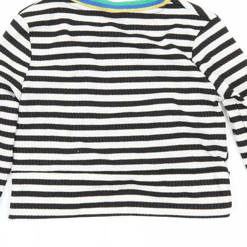 TU Girls White Striped  Basic T-Shirt Size 7 Years