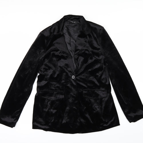 PRETTYLITTLETHING Womens Black  Velour Jacket  Size 8