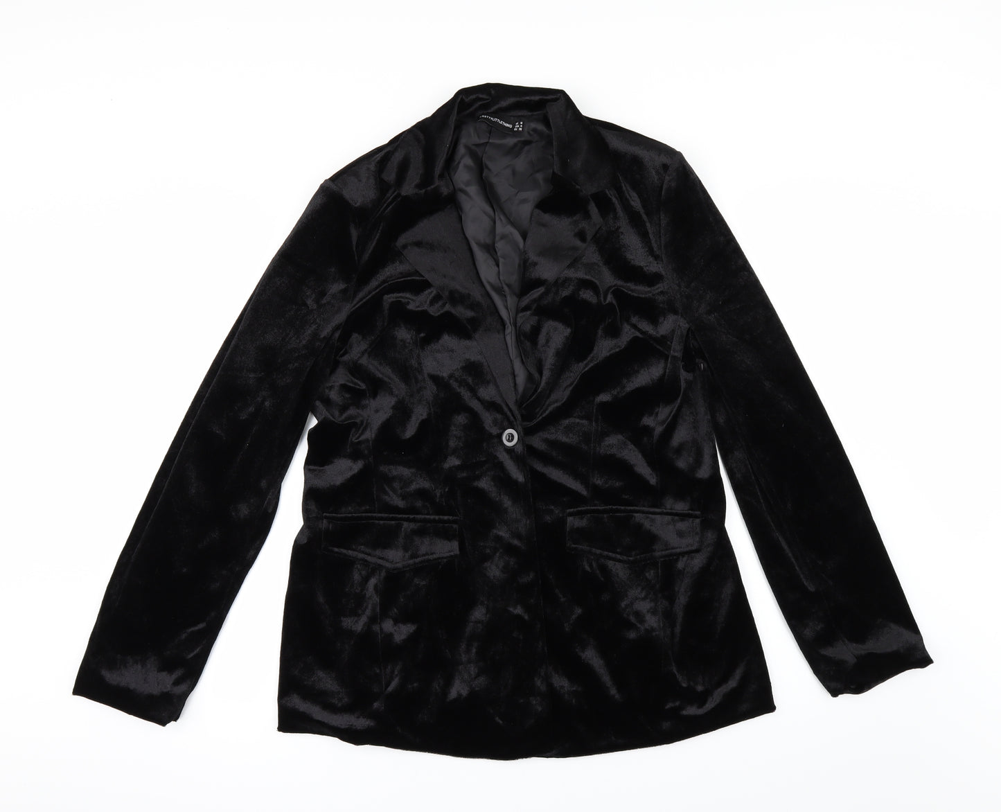 PRETTYLITTLETHING Womens Black  Velour Jacket  Size 8