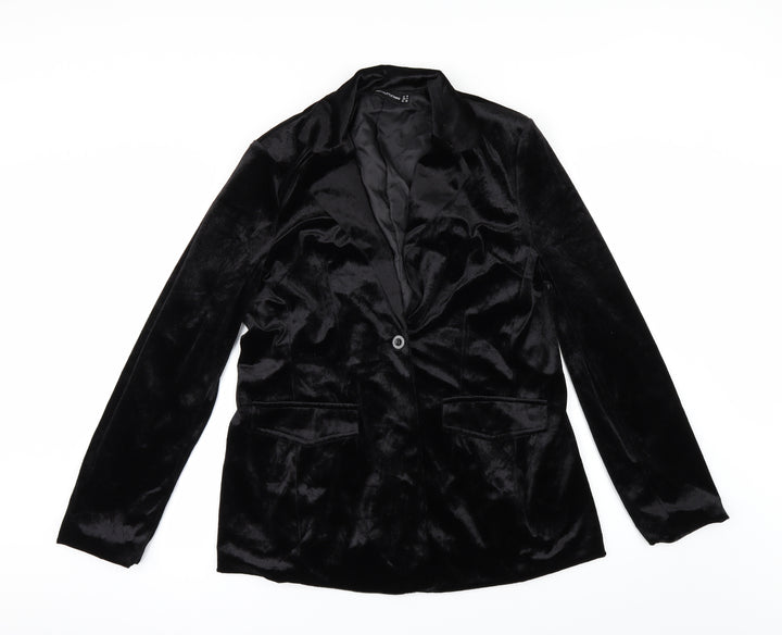 PRETTYLITTLETHING Womens Black  Velour Jacket  Size 8