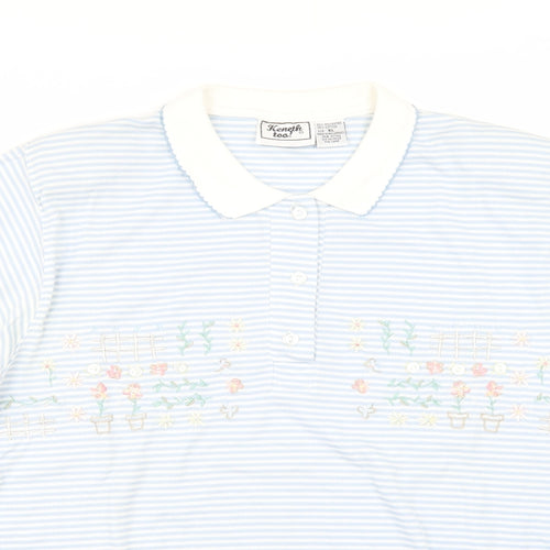 keneth too Womens Blue Striped  Basic Polo Size XL