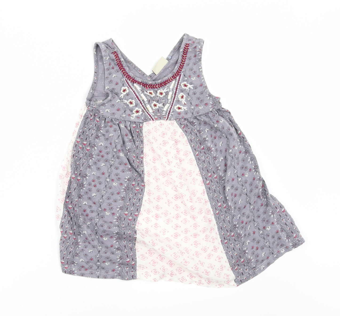 NEXT Girls Grey Floral  Basic T-Shirt Size 7 Years