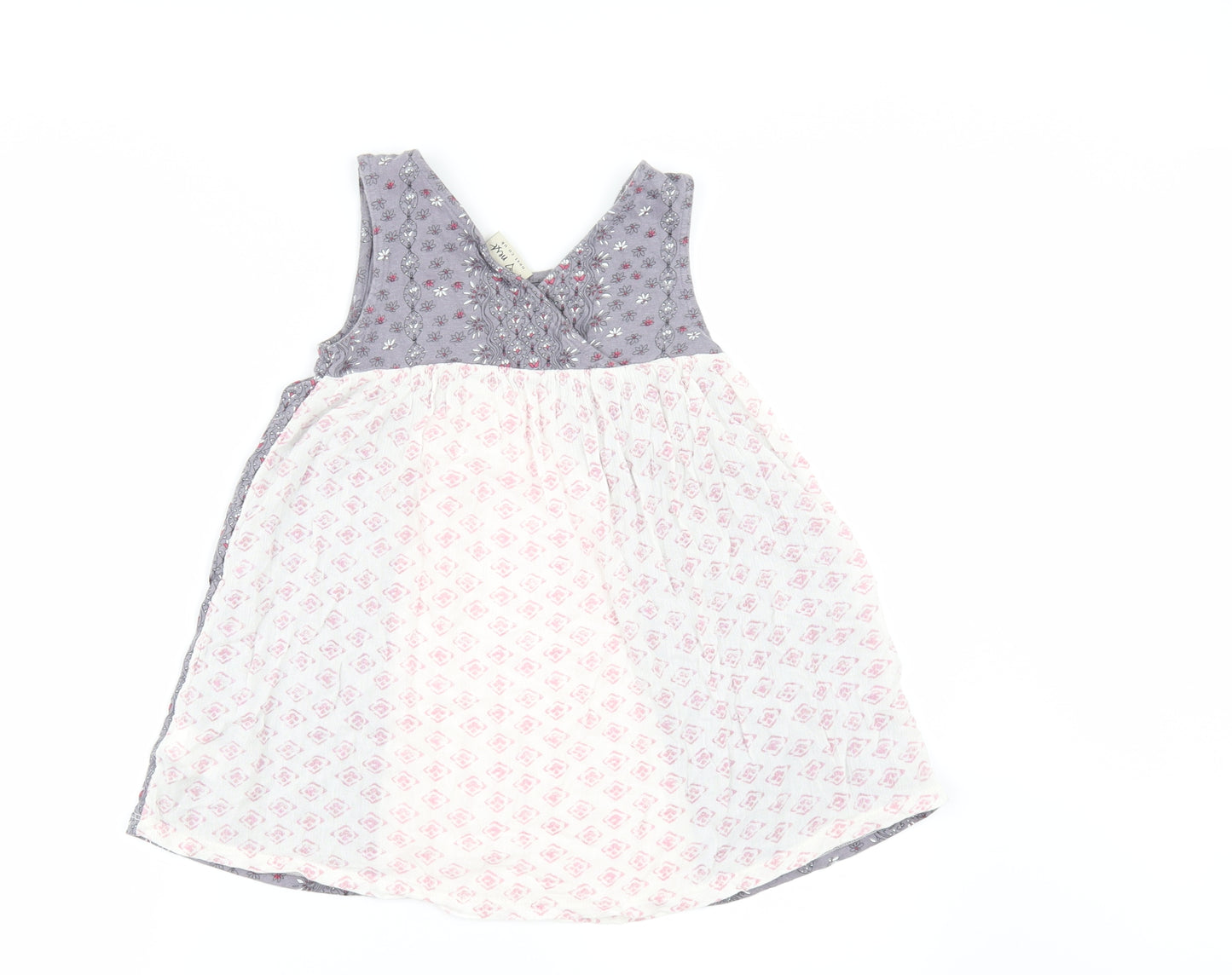 NEXT Girls Grey Floral  Basic T-Shirt Size 7 Years