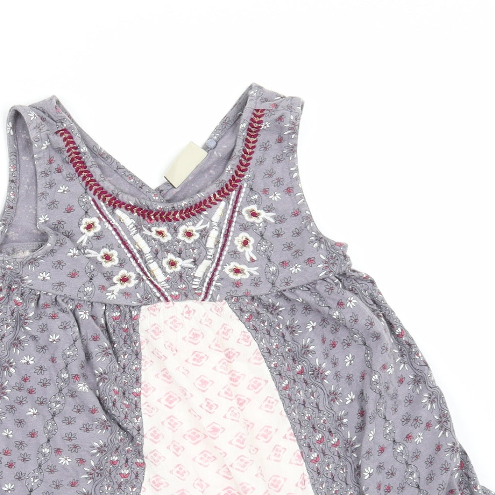 NEXT Girls Grey Floral  Basic T-Shirt Size 7 Years