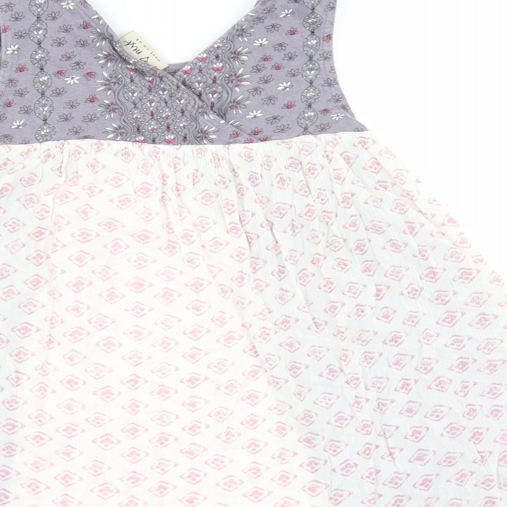 NEXT Girls Grey Floral  Basic T-Shirt Size 7 Years