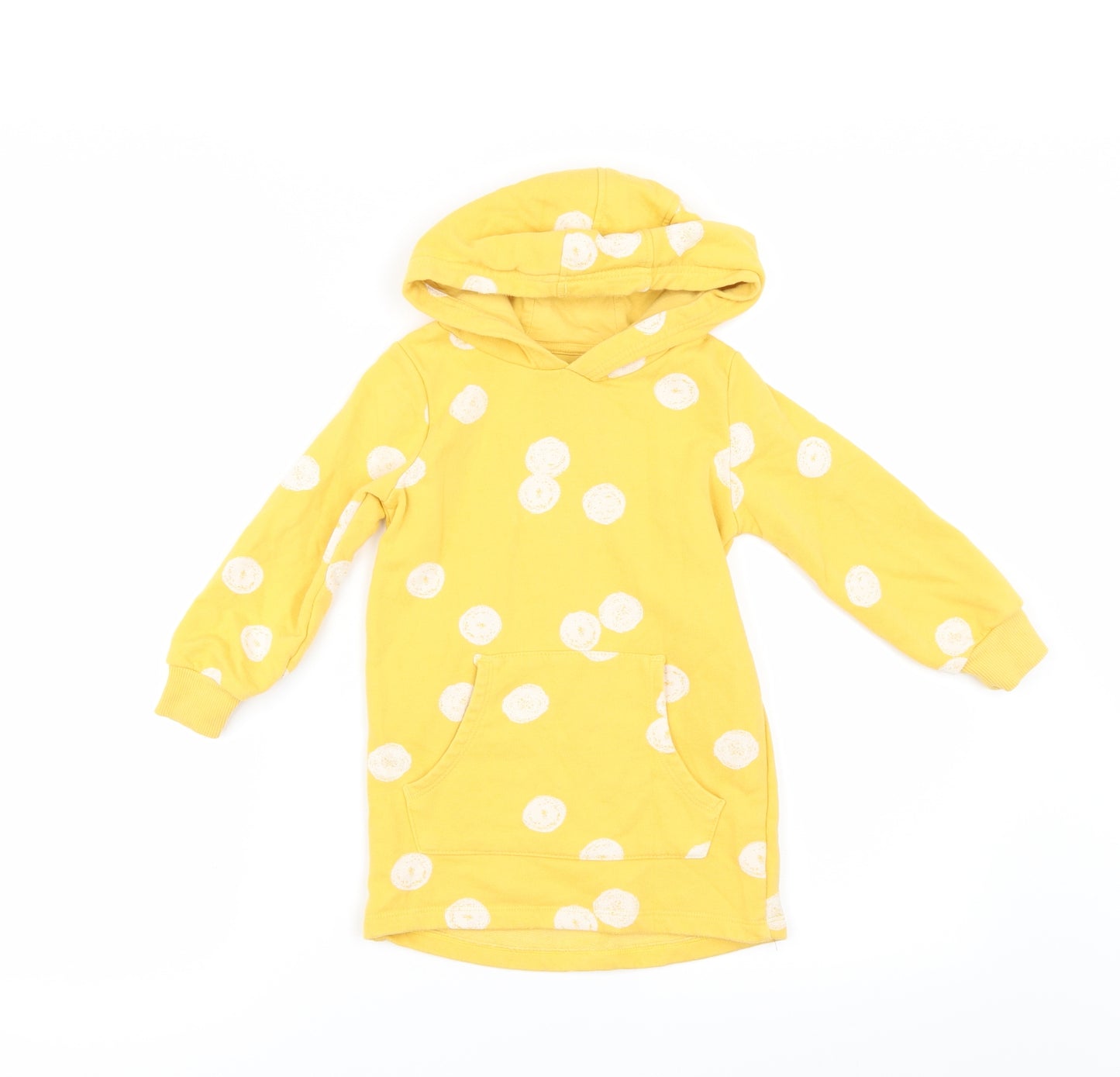 F&F Girls Yellow Polka Dot  Jumper Dress  Size 2-3 Years