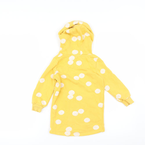 F&F Girls Yellow Polka Dot  Jumper Dress  Size 2-3 Years