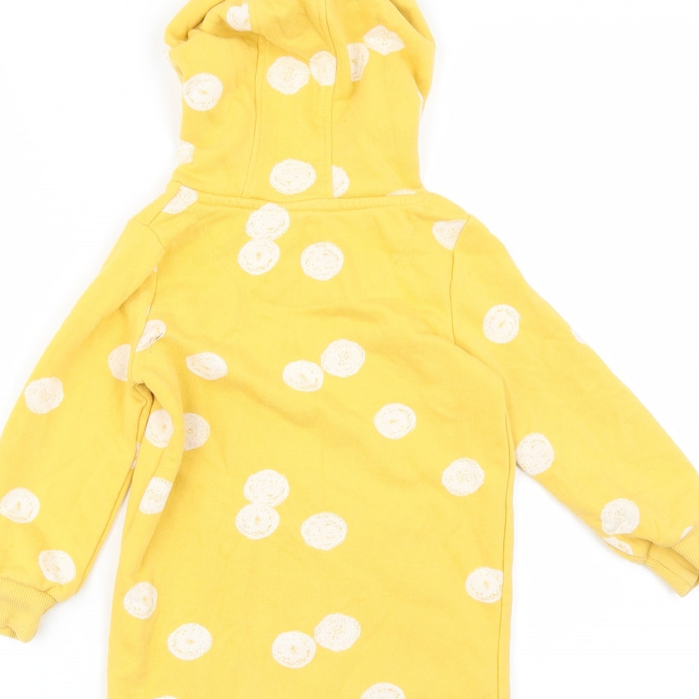 F&F Girls Yellow Polka Dot  Jumper Dress  Size 2-3 Years